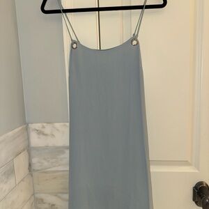 Light Blue Mini Dress with Grommet Straps